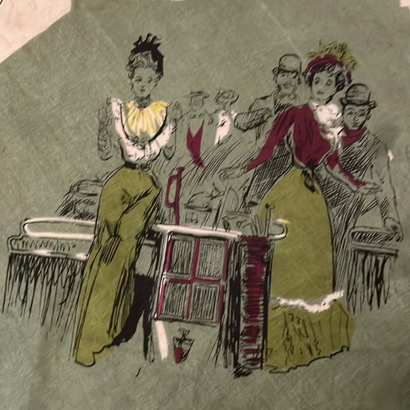 Vintage silk scarf, Victorian style women imprinted - Picture 2 of 15